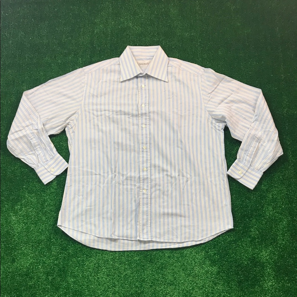 Balmain Paris Striped Button Down Shirt 17 1/2